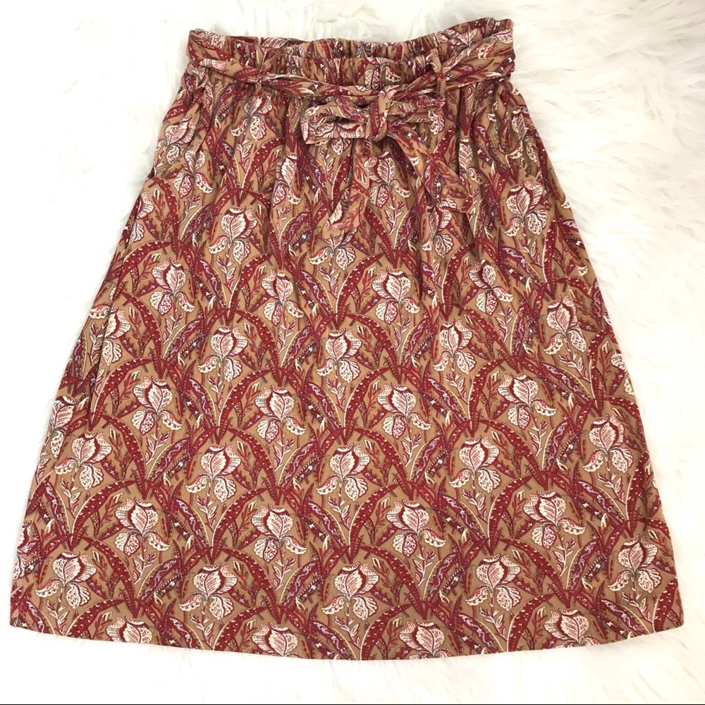 L. L. Bean Silk Blend Skirt with Pockets and Belt